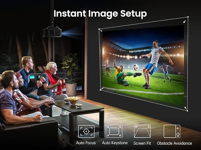 Yaber PROJECTOR K3 1000 ISO Lumens Smart Projector with GTV, 30W Speaker Sound by JBL, Dolby Audio, Home/Outdoor Movie Projector with WiFi6 and Bluetooth, Auto Screen Adaptation,Netflix 7000+app