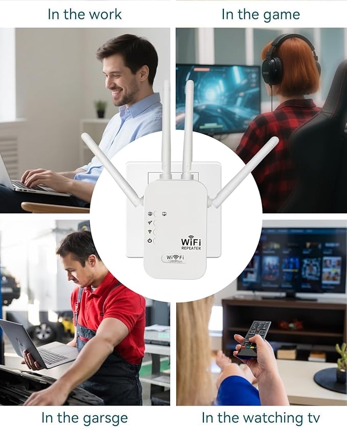 300Mbps WiFi Extender Signal Booster,WiFi Extender Dual Band for Home，New Gen 6X Faster Internet Booster Extender, WiFi Repeater Coverage up to 10K sq.ft and 65 Devices (White)