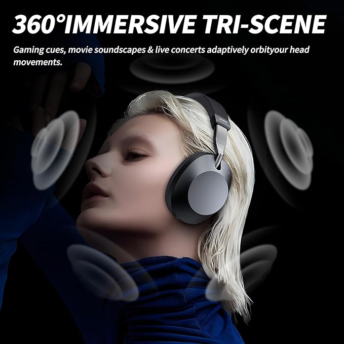 SOMIC Air One ANC Wireless Bluetooth Headphones, PersonalizedSpatial Audio, Hybrid Active Noise Cancelling, Premium Over-Ear Bluetooth Headset, Up to 40 Hours Battery Life - Black