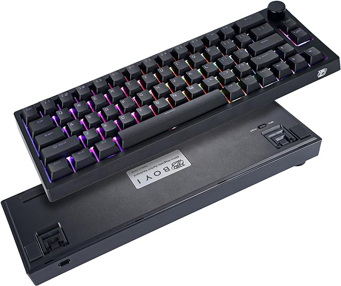 BOYI 66Pro Rapid Trigger Magnetic Switch 65% Mechanical Keyboard,Hall Effect Gasket-Mounted RGB HotSwap Hyper-Fast Adjustable Actuation Wired Compact Gaming Keyboard with Knob(Black)