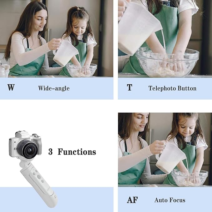 Wireless Camera Remote Control Shooting Grip and Tripod (White) with Shutter Release for Canon EOS Rebel SL3, T7i, T8i, 90D, M50, EOS R, RP, R5, R6, R6 II, PowerShot SX70 HS, G7 X III, G5 X II, M6 II