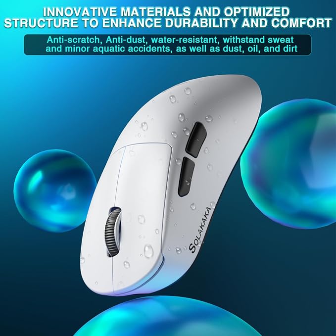 SOLAKAKA SM850 Wireless Gaming Mouse, 24000 DPI, 55g Lightweight Mouse Gaming, 6 Programmable Buttons, Ergonomic Computer Mouse, Tri-Mode BT5.1/2.4G/USB-C 250h Battery Life PC Gamer Mice for Laptop