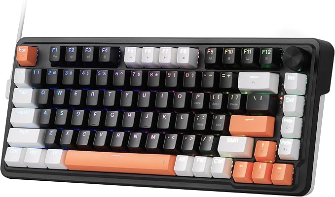 Redragon K714 Rapid Trigger HE Gaming Keyboard, 75% 81 Keys Wired Mechanical Keyboard w/Hyper-Fast Actuation Magnetic Switch, Actuation Point Adjustable, 8K Hz Polling Rate, Dedicated Control Knob