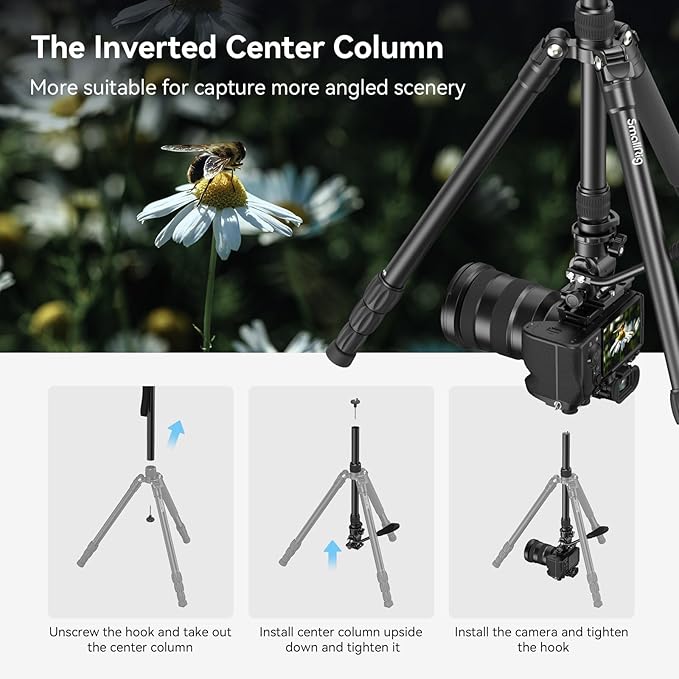SmallRig CT180 Video Tripod, 72" Camera Tripod Monopod with Fluid Head, Aluminum Camera Tripod, 360° Panorama Fluid Head for Travel, Video, Live Streaming, Vlogging- 3760B