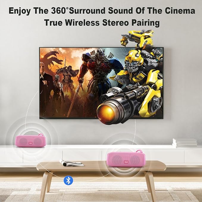 Bluetooth Speakers, Portable Bluetooth Speaker Wireless with 20W Loud Stereo Sound, TWS Pairing, IPX6 Waterproof Shower Speakers, 36H Playtime, RGB Light Speaker, Built-in Radio Mode