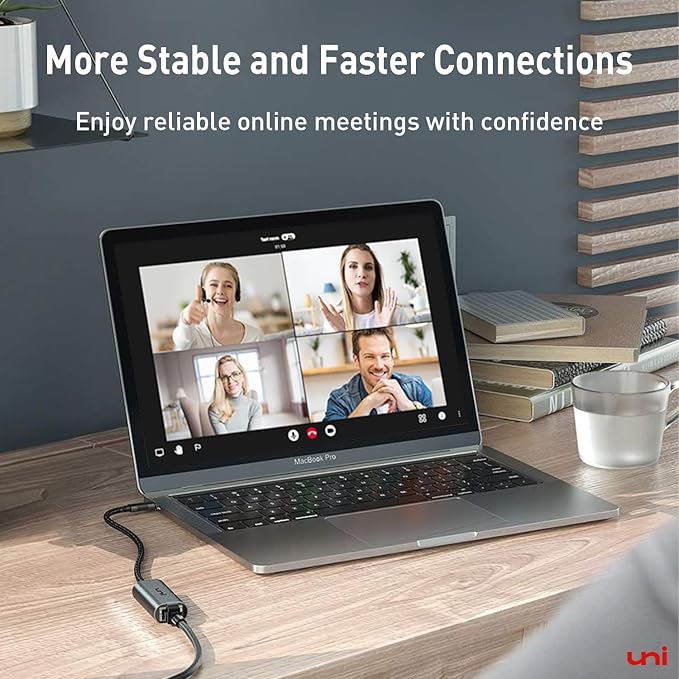 uni USB C to Ethernet Adapter, Driver Free RJ45 to USB C [Thunderbolt 3/4 Compatible], 1Gbps Type-C Gigabit Ethernet LAN Network Adapter for MacBook Pro/Air, iPhone 15 Pro/Max, Dell XPS, Galaxy S8-S24