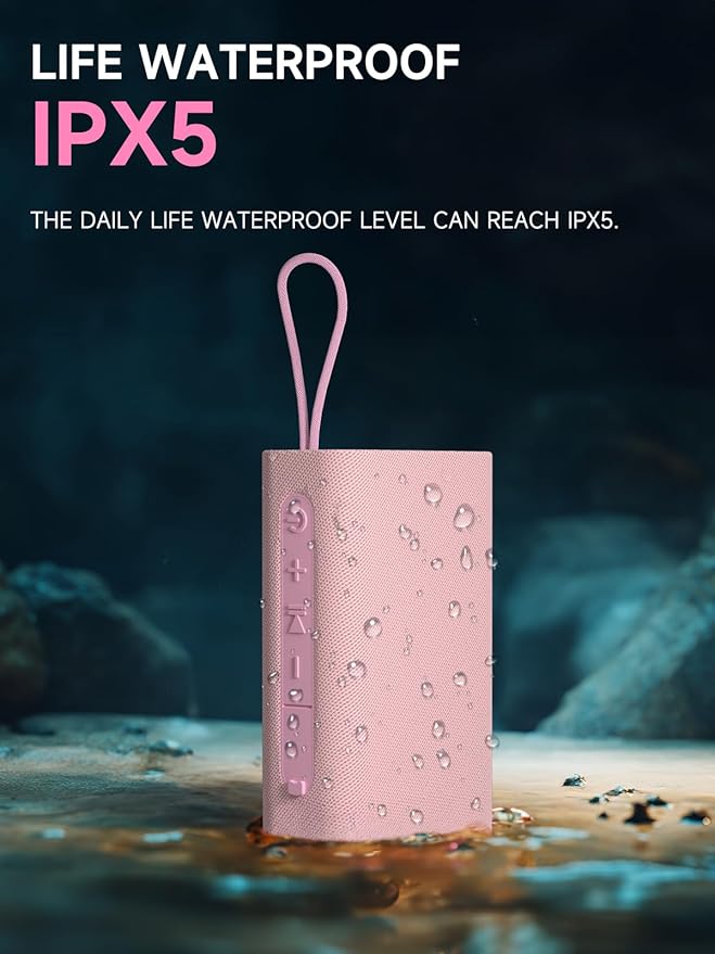 Speaker, Portable Wireless Bluetooth Speakers, Waterproof Loud Stereo Sound with RGB Lights TWS Paire Long Playtime for Home/Party/Outdoor, Electronic Gadgets(1PCS, Pink)