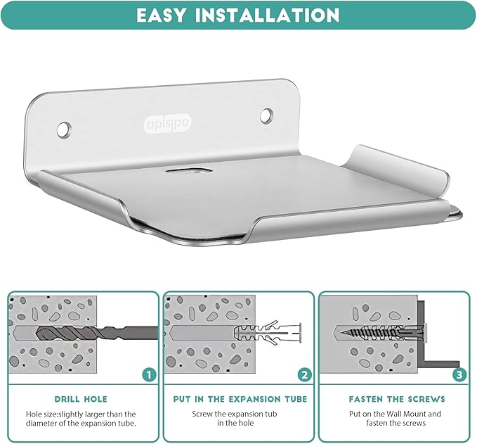 Small Wall Shelf, 4.7" Floating Shelves for Speakers, Internet Router, Smart Home, Apple HomePod Mini, Echo Dot 4th, Security Camera– for Bedroom, Gaming Room, and Living Room (Silver)