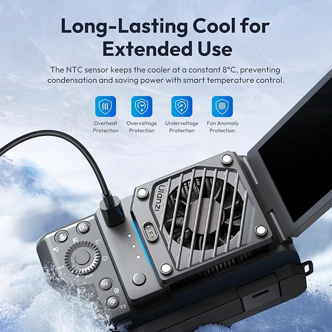 ULANZI CU01 Camera Cooler for DSLR & Mirrorless Cameras, Portable Cooling Fan with 3 Speeds for 4K Video Recording, Long Exposure Outdoor Photography, Hot Weather & Studio Use(No Battery,Cooler Only)