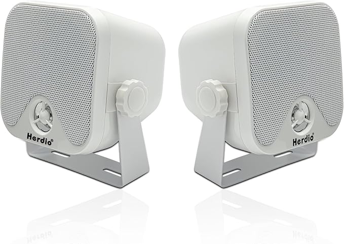 4" Heavy Duty Waterproof Boat Marine Box Outdoor Speakers Surface Mounted for Skid Steer ATV UTV RZR Golf Cart (White)