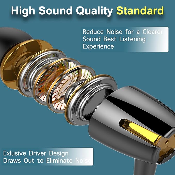 6Pack Earbuds Headphones Wired with Microphone，in-Ear Earbuds,Noise Isolating,Powerful Heavy Bass, Earphones Compatible with iPhone, iPod, iPad, MP3, Laptops, and Most 3.5mm Jack