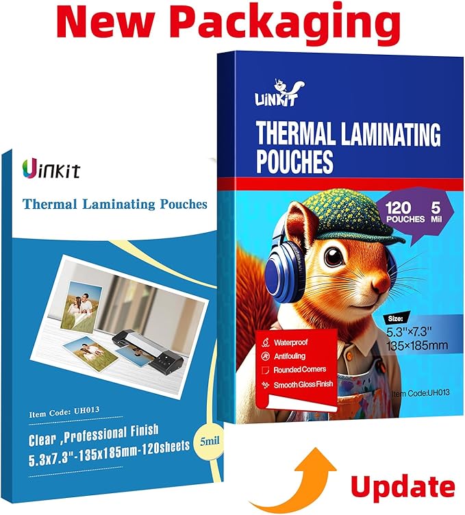 Uinkit Photo Laminating Pouches 5x7 inches 5mil Thickness Extra Protection 120Pack Thermal Laminating Sheets Professional Quality,Glossy Clear Laminator Pouch Rounded Corner