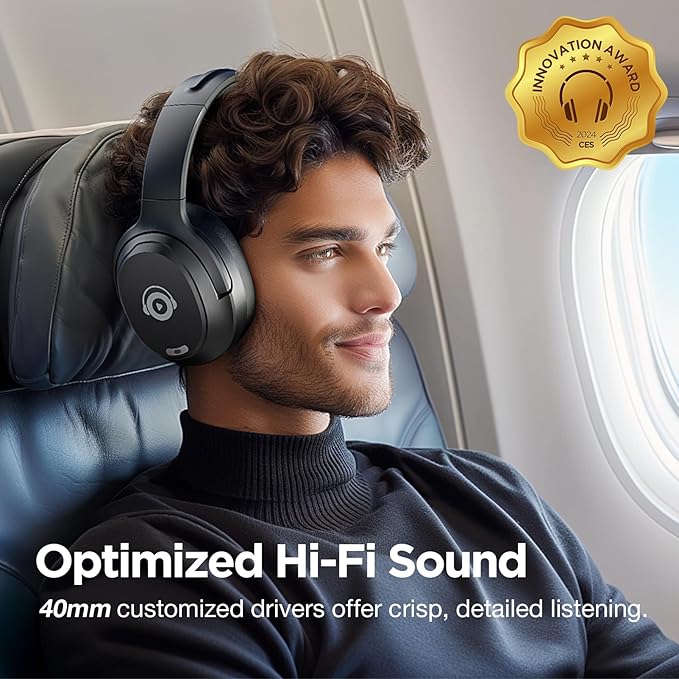 Upgrade Pro‑Level Hybrid Active Noise Cancelling Headphones with HD Sound, Wireless Bluetooth Headphones Over The Ear Unequaled Comfort, Vivid Deep Bass, for Home Office Travel Birthday Gift