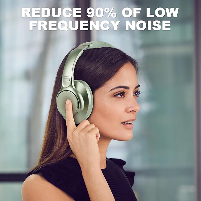 TUINYO Wireless Headphones - Noise Cancelling Over Ear Bluetooth Headphones with 60H Playtime, Deep Bass Hi-Fi Stereo Sound & Comfortable Earpads for Travel, Home and Office-Green…