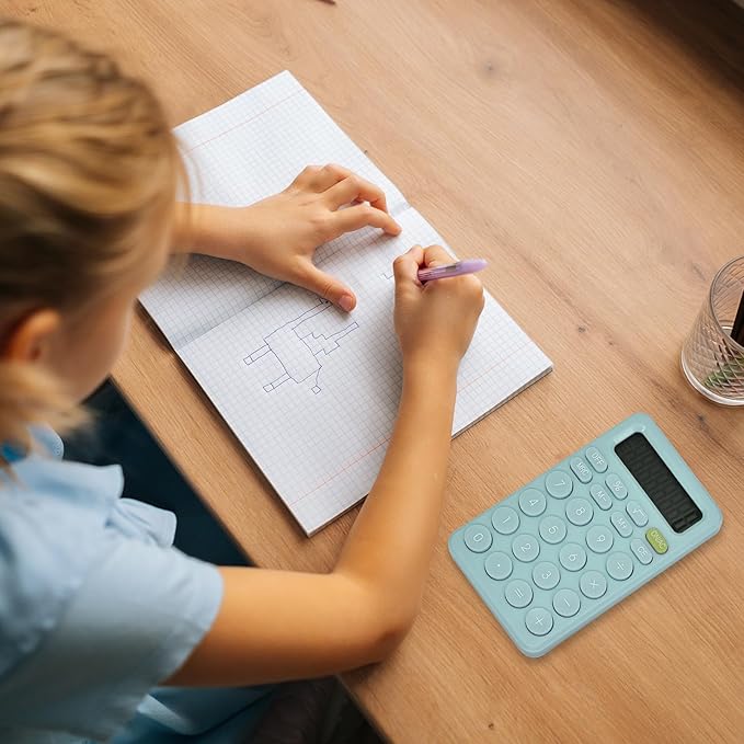 Basic Cute Calculator Four Function for Teachers Students Basics Office, Small Handheld Calculator, 8 Digit with LCD Display, Sensitive Button, 5.5×3.2 inches Blue