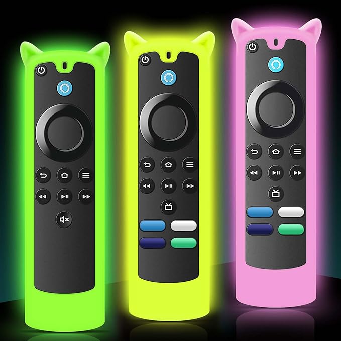 3 Packs Protective Remote Cover Case, Silicone Sleeve Remote Control Cover Glow in The Dark with Lanyard(Glow Green & Glow Yellow & Glow Pink)