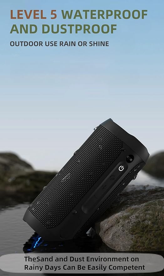 Portable Bluetooth Speaker,Waterproof Wireless Speaker with Colorful LED Flashing Lights,10W Super Bass 48H Standby Time,TWS Pairing, For Outdoors, Cycling Fitness, Family, Parties, Travel (Red)