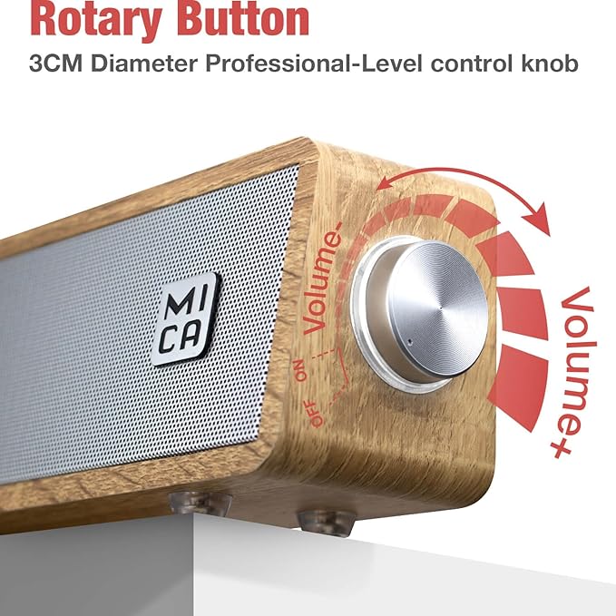 MICA Bluetooth Computer Speakers, Angled Wooden Computer Sound Bar, 3.5mm Aux-in Connection, Wired USB Powered PC Speakers for Desktop Monitor, Laptop, Tablet - Yellow (M30T)