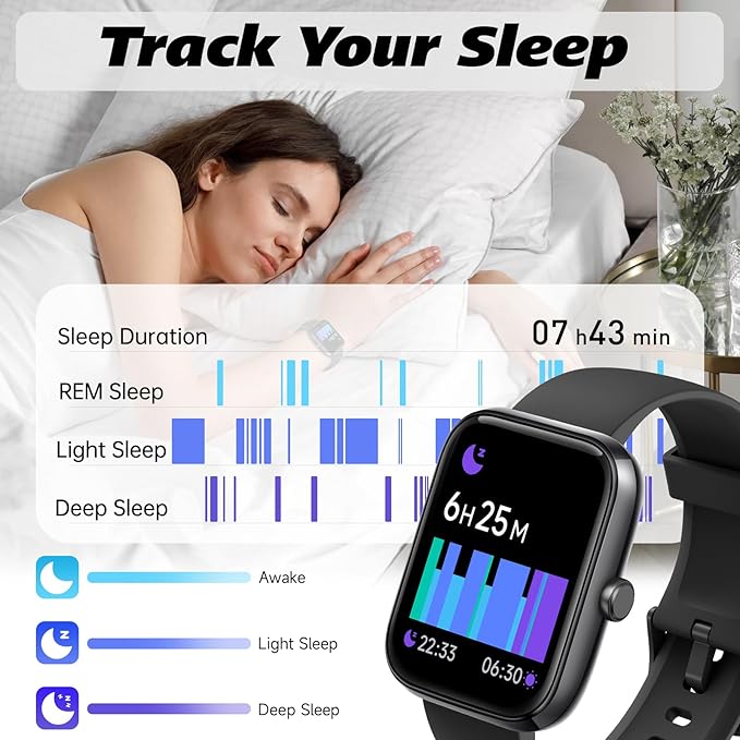 Smart Watch for Men Women with Bluetooth Call,Alexa Built-in Smartwatch,1.8" DIY Dial Fitness Watch with 100+ Sport Mode,IP68 Waterproof Watch Compatible with Android iOS