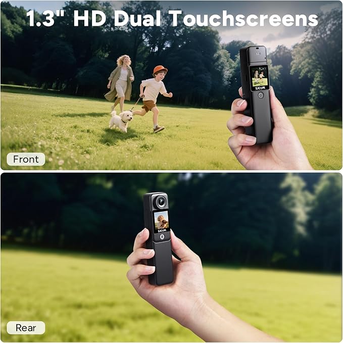 SJCAM C300 Vlogging Combo, 4K Pocket Action Camera,7Hour Power,6-Axis Stabilization,Dual-Touch Screen 154° Wide FOV Video Body Camera,Waterproof,Live Streaming,with Accessories Kits,64G Card,Black