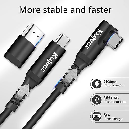 Kuject Link Cable 16FT Compatible for Quest 3S/3, Quest 2/Pro, Pico 4, VR Headset Accessories Cable for Rift S/Steam VR Games, USB 3.0 Type C to C High Speed Data Transfer Charging Cord for Gaming PC