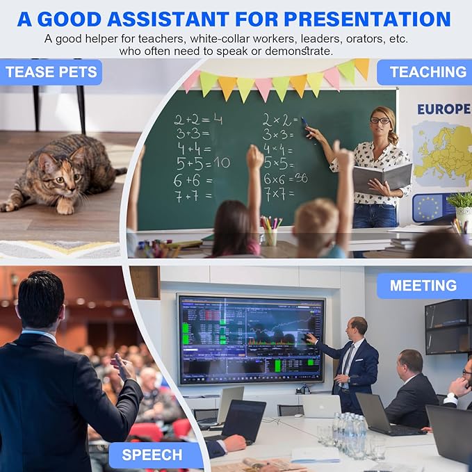 2-in-1 USB Type C Presentation Clicker Wireless Presenter Remote Clicker for PowerPoint Presentations with Laser Pointer, Rechargeable USB C PowerPoint Clicker Slide Advancer for Computer/Mac/Laptop