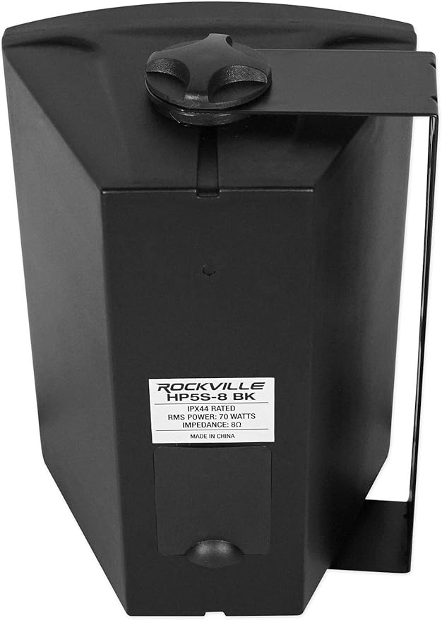 Rockville HP5S-8 BK (2) 420W 5.25" Outdoor/Indoor Wall Mount Speakers, 8-Ohm, Weather Resistant, Swivel Brackets, Paintable Grill, Perfect for Patios and Home Theater