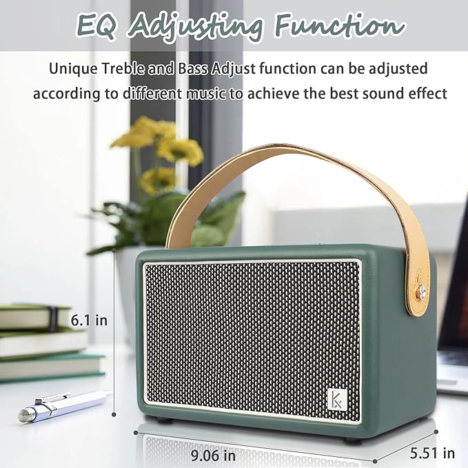 Vintage Bluetooth Speaker, KONEX 40W Leather Portable Wireless Speaker, Bluetooth 4.2 Heavy Bass Music Player, 20H Long Playtime, Outdoor Speaker for Home, Office, Party, Gift for Friend