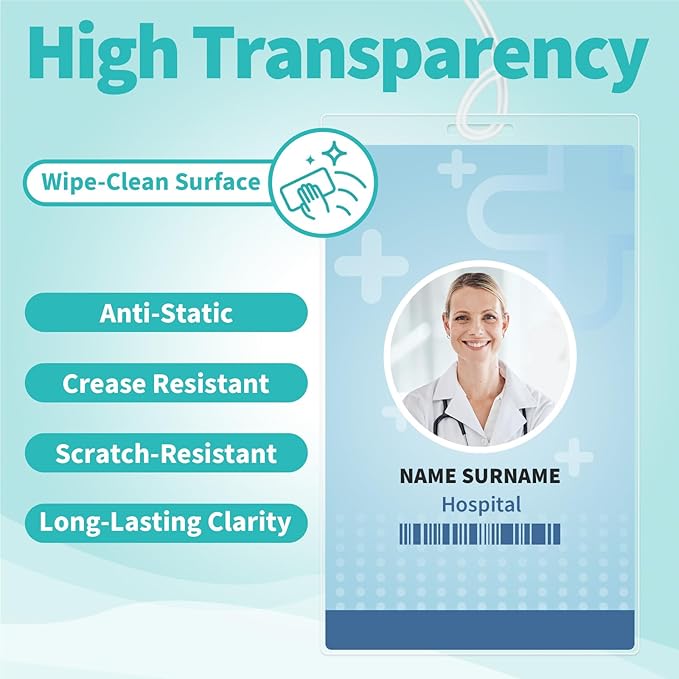 Binditek 100 Pack 10 Mil Thermal Laminating Pouches, 2.5 x 4.25 Inches with Hole and Loops, for Luggage Tags, Ultra Clear, Heat Seal, Glossy, for Office and Home Use