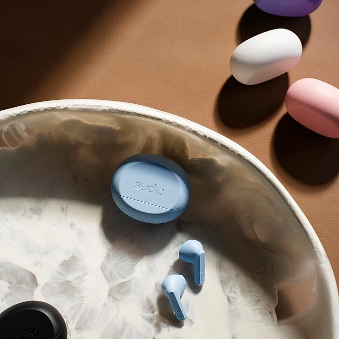 Sudio A3 All-Day Wireless Earbuds – 25H Playtime, Bluetooth 5.4, Sweat & Splashproof, Balanced Sound, Clear Calls with Enhanced Mics, USB-C Charging, Made from Recycled Plastics (Pink)