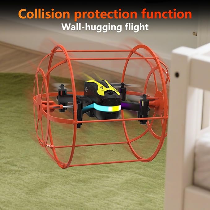 M17 Mini Drone Land-Air Dual Mode Indoor RC Quadcopter with Protective Cover for Beginners Headless Mode One Key Take-off/Landing 3D Flip 3 Speed Modes Rechargeable Battery