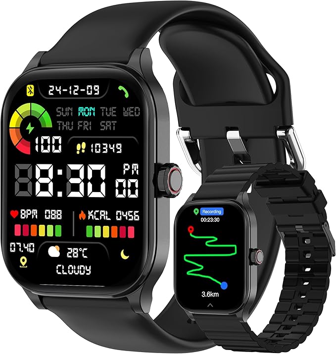 Smart Watch with AI (Built-in GPS), 1.96" HD Fitness Tracker for Men Women, 100+ Sports Modes, Call/Reply/Notification, 24/7 Heart Rate & Sleep Monitor, Waterproof Smartwatch for Android iPhone