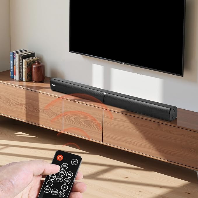 VEVOR Sound Bar for Smart TV, 2.0 Channel, 32-Inch 2 in 1 Detachable Soundbar TV Speakers, with Bluetooth HDMI AUX USB Connection, Remote Control, 80W Surround Sound System, for Home Theater Audio