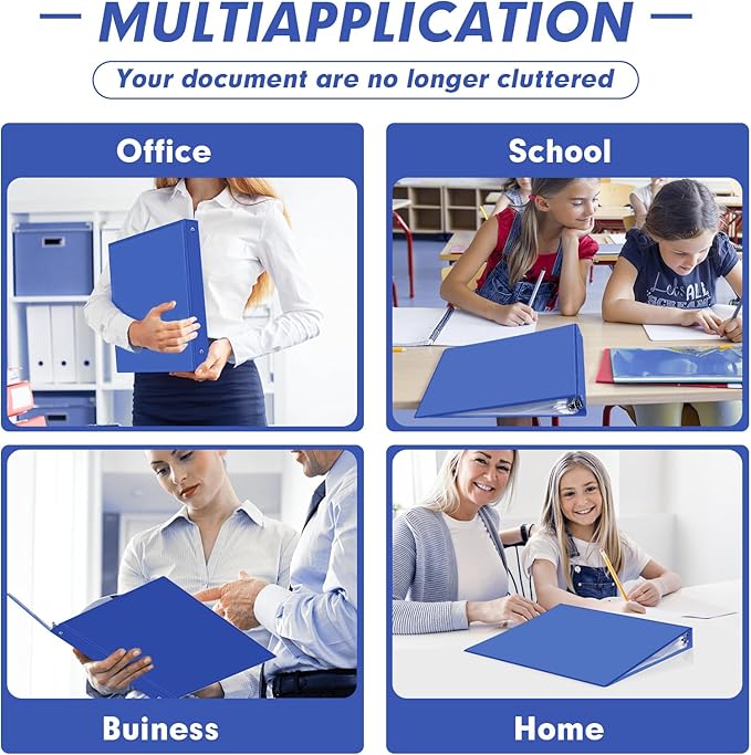 3 Ring Binder 1 Inch, PANDRI 12 Pack 1-Inch Binder Fits Letter Size 8.5'' x 11'' Paper, Versatile Binders for Office Home School, 2 Pockets, Assorted 6 Color