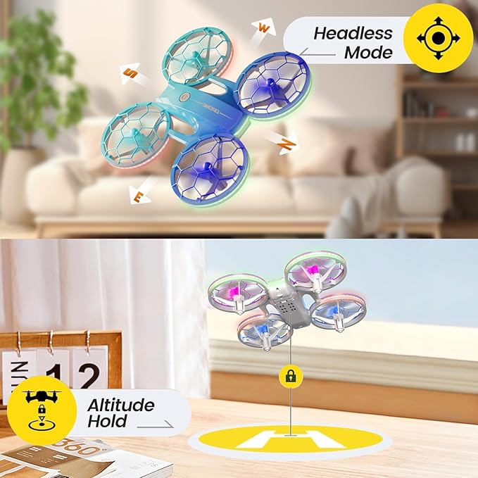 Drone for Kids and Beginners, Quadcopter Indoor Small with 2 Modular Batteries, 360° Flips, 3 Speeds, Auto Hover, LED Lights, Great Christmas Birthday Gift Toy for Boys and Girls