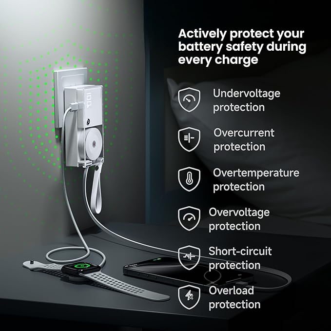 3 in 1 Portable Charger Power Bank 10000mAh with Built-in Retractable Cables and Foldable Wall Plug, 30W Max Travel Essentials Battery Pack Fast Charging Powerbank for iPhone 17 16 15 14 Pixel