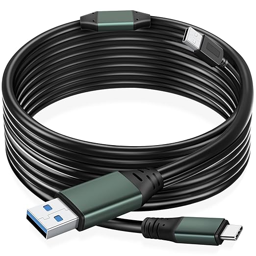 Kumiho 65Ft Link Cable for PC VR Compatible with Oculus/Quest 3S/3/2/1/Pro,Pico 4/Ultra Accessories and SteamVR, High Speed PC Data Transfer，USB 3.0 A to USB C Cable for VR Headset
