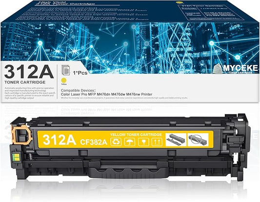 312A Yellow Toner Cartridge Replacement for HP 312A Toner for Color Laser Pro MFP M476dn M476dw M476nw Printer , (1 Pack,CF382A)