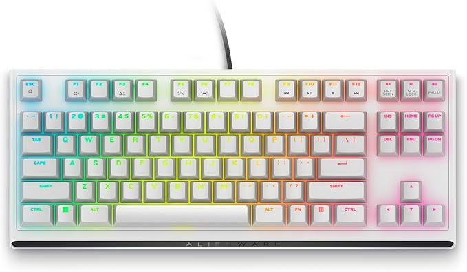 Alienware Tenkeyless Gaming Keyboard - AW420K - Lunar Light - Wired, Programmable, Cherry MX Red, USB, AlienFX RGB / 16.8 Million Colours