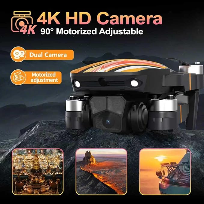 TT19 Drone with Camera 1080P for Adults, Drones with 270° Obstacle Avoidance Function, Brushless Motor, Level 3 Wind Resistance, Foldable Quadcopter Mini Drone for Beginners, Orange