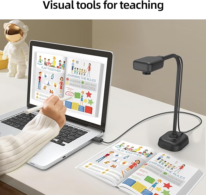 Document Camera for Teachers and Classroom, Gawervan USB Webcam/Doc Camera Built-in Mic— Mac OS, Windows, Chromebook Compatible for Live Demo, Web Conferencing, Distance Learning, Remote Teaching