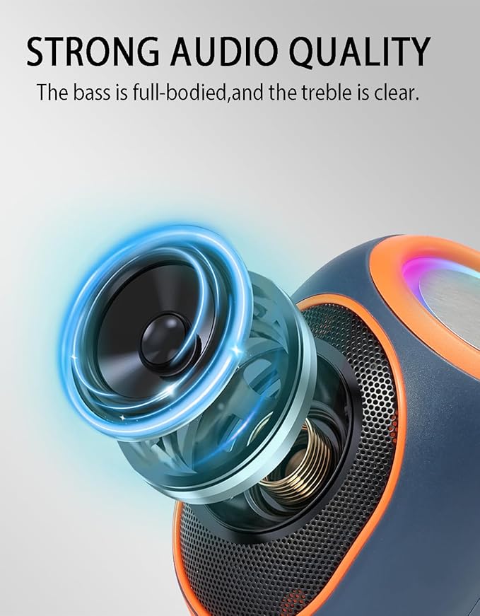 WS-338 Mini Bluetooth Replica Speaker – Portable HD Sound with LED Ring Light, Built-in Microphone, USB/TF Support, Surprise Gift for Music Lovers(Blue Orange)
