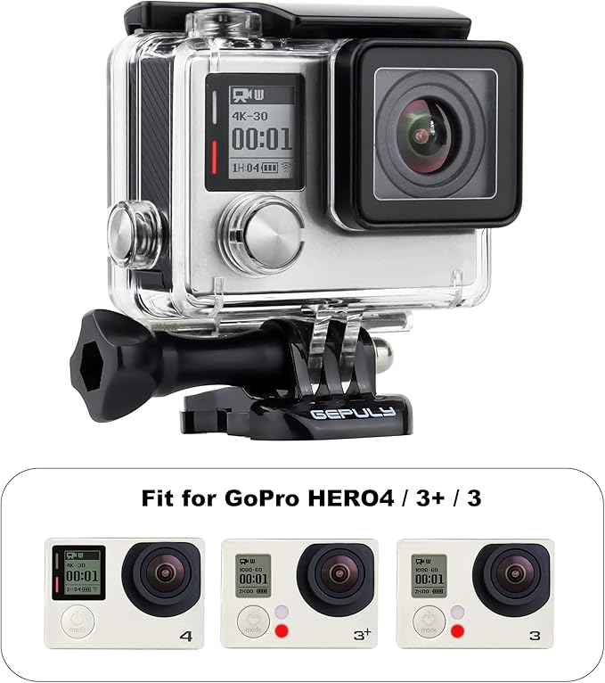 Waterproof Housing Case for GoPro Hero 4 Black, Hero 4 Silver, Hero 3+, Hero 3 Underwater Photography - Waterproof Up to 131 ft (40M) - with Quick Release Mount, Thumb Screw