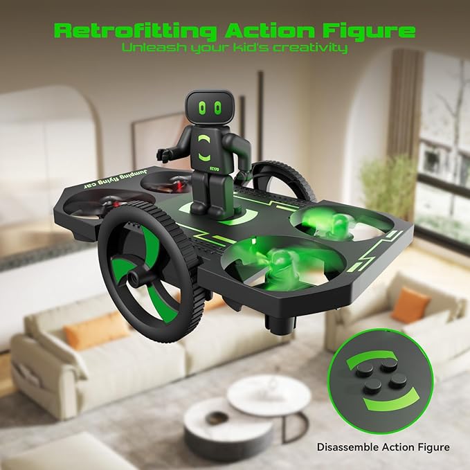 Drones for Kids 8-12 Mini Small Nano Indoor RC Quadcopter Toy for Age 10-15 12-14 Boys, 2 in 1 Remote Control Jumping Flying Car with Race on Land Mode,Circle Fly,360 Flip,Altitude Hold,2 Batteries