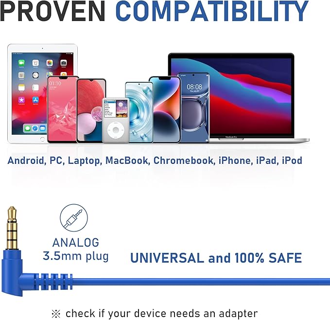 LUDOS ZENITH Wired Earbuds in-Ear Headphones, 2 Years Warranty, Earphones with Microphone, Corded for 3.5mm Jack Ear Buds for iPhone, Samsung, Computer, Laptop, Kids, School Students, Small Ear - Blue