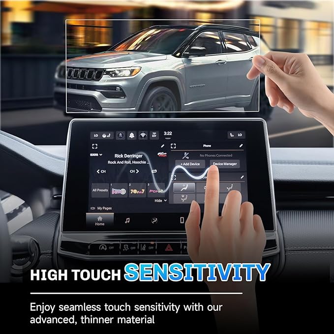 SXCY for 2025 Jeep Compass Anti-Glare Matte Screen Protector 10.1 Inch for 2022-2025 Compass Accessories Navigation Screen Protector 9H Tempered Glass