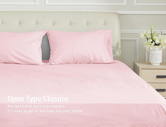 Sunflower King Pillowcases Set of 2, 100% Cotton King Pillow Cases 2, 20×40 inches Dark Pink, Soft and Breathable