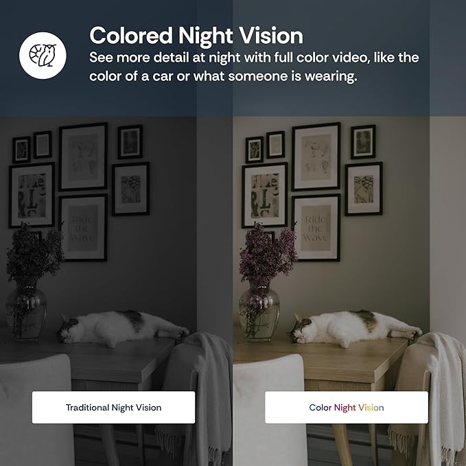 2-Pack Luna Small Indoor Cameras for Home Security, 2.4GHz Wi-Fi, Color Night Vision, Smart GenAI Motion Detection, w/Spotlight, Flexible 6in USB Short Cord, Camera for Apartment