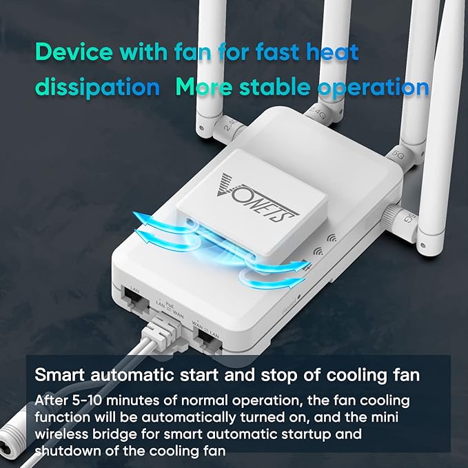 Vonets VAR1200-H High Performance Repeater 1200Mbps Dual Band 2.4G 5G Compact Design Ideal for Long Distance HD Video Streaming Easy Setup Repeater for Enhanced WiFi Coverage and Connectivity