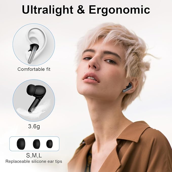 Wireless Earbuds Bluetooth 5.3 in Ear Headphone for Samsung Galaxy S25 Ultra S24 S23 S22 S20 A16 A15 60H Playback LED Power Display IPX7 Waterproof Sports in Ear Earphone with Mic for iPhone 17/16/15